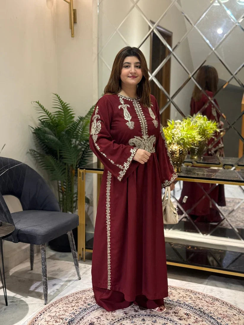 Alisbha Maroon Embroidered 2pc