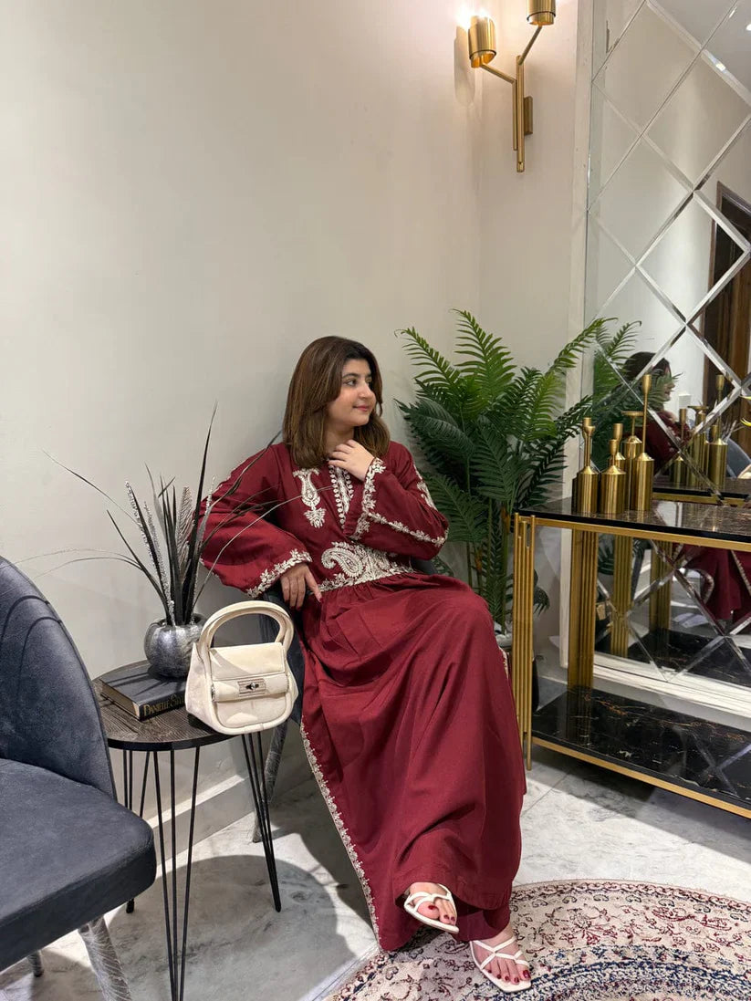 Alisbha Maroon Embroidered 2pc