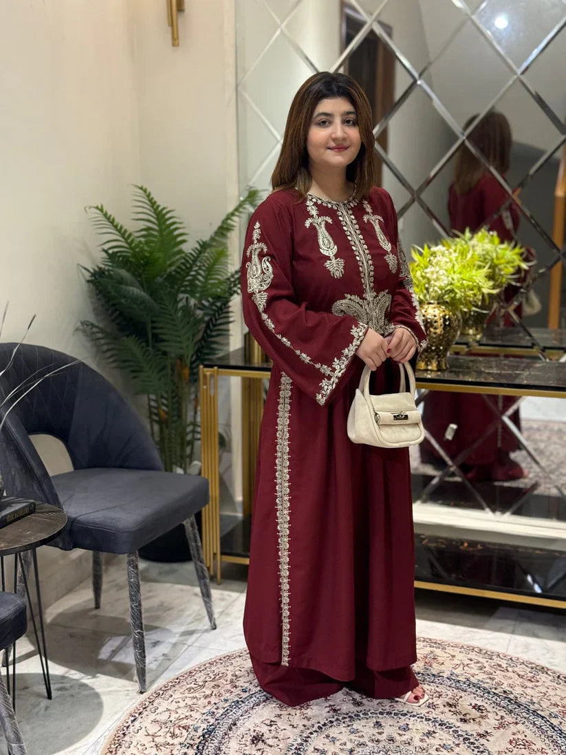 Alisbha Maroon Embroidered 2pc