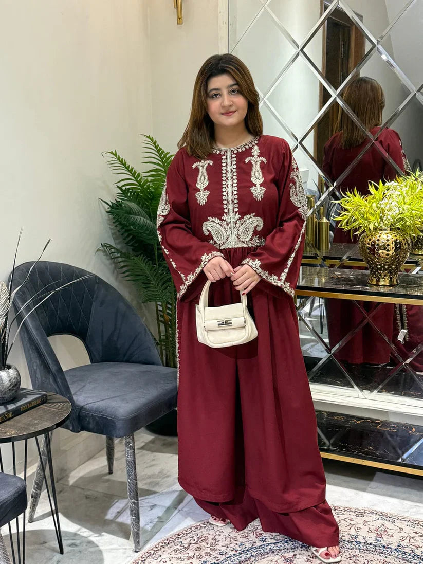 Alisbha Maroon Embroidered 2pc